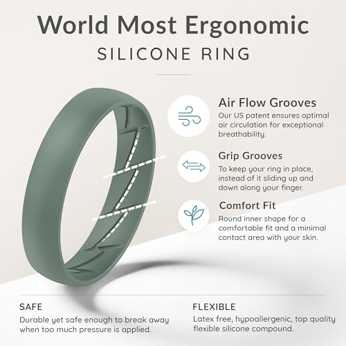 Image of ThunderFit Silicone Rings for Him and Her, Rubber Engagement Bands Unisex - 1 /4 /5 /7 /8 Variety Multipack
