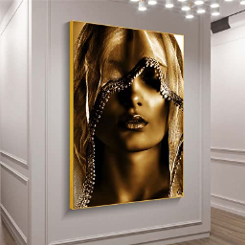 Toile maquillage doré affiche scandinave 70x100 image murale salon