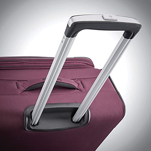 samsonite ascella x softside expandable luggage with spinner wheels plum checked-large 29-inch