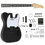 UDeuxff DIY TL Style Electric Guitar Kits with Mahogany Body and Maple Neck,Rosewood Fingerboard and All Components Included (Black)