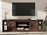 WAMPAT Modern Farmhouse TV Stand for up to 85' TVs Wood Entertainment Center with Open Storage for Living Room, Rustic Brown