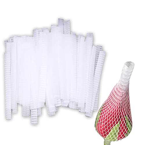 Molyorch 100 Stück Maschenbeutel, Gartenpflanzenschutznetz, Kleine Netzabdeckung, Weiß Mesh Bag, für Rosenkopfverpackung, Blumenladen Schutzhülle, Paketbeutel Cover