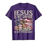 Jesus is My Savior Trump is My President 2024 American Flag T-Shirt