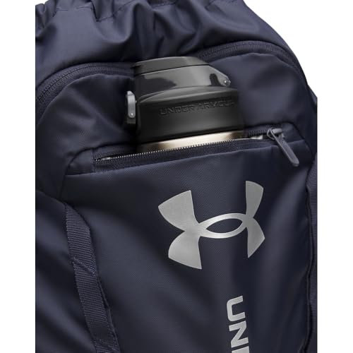 Under Armour Unisex Hustle Sackpack, (410) Midnight Navy/Midnight Navy/Metallic Silver, One Size Fits Most3