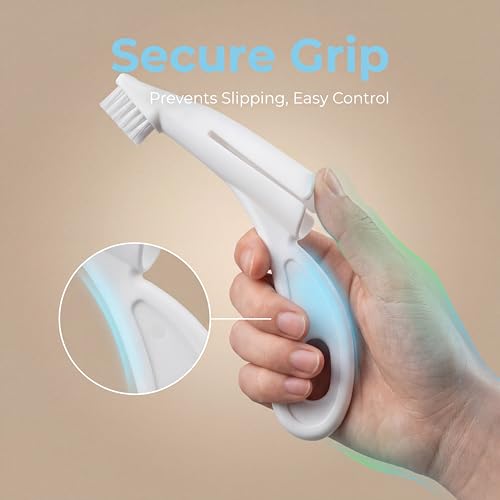Image of Dog Toothbrush & Cat Toothbrush, Soft Nylon Bristle Cat Finger Toothbrush with Ergonomic Handle, Pet Toothbrush for Teeth Whitening, Oral Care Pet Supplies (White)