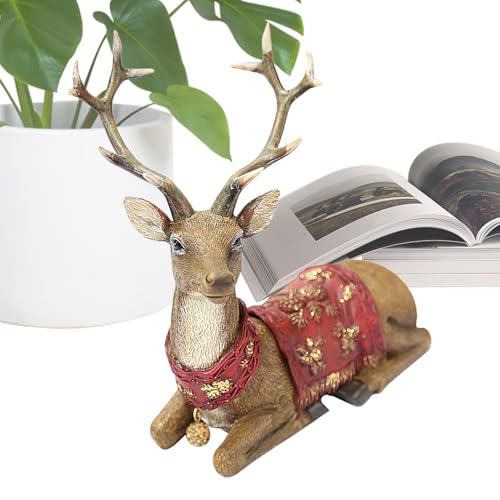 Vgvgaj Figuras de de Navidad, Estatua de Ciervo, decoración de Reno de Resina, Estatua de Alce Artesanal de Alce de Navidad, decoración para Sala de Estar, Dormitorio, Lugar de Trabajo, jardín