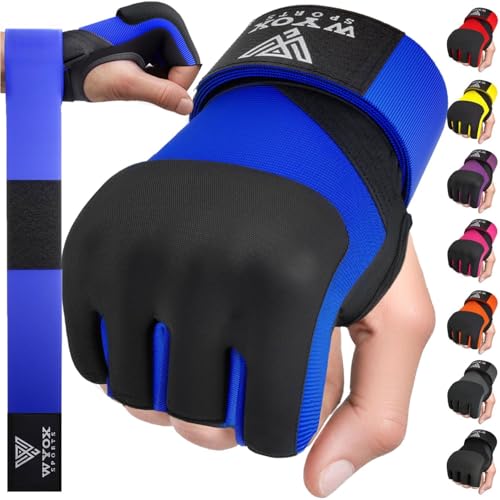 Image of WYOX Neoprene Gel Boxing Hand Wraps Inner Gloves for Men & Women - 80cm /31in Quick Wrist Strap, Padded Knuckle Protection, Fingerless MMA Muay Thai Kickboxing Wraps for Training & Martial Arts