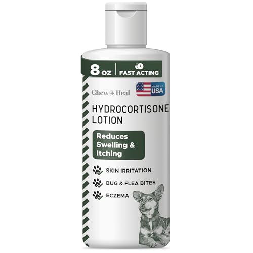 Chew + Heal Labs Hydrocortisone Lotion for Dogs - 8 oz Anti Itch Cream for Irritated Skin, Flea Bites, Itching, and More - Made in The USA