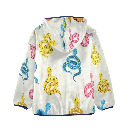 Colorful Snakes on Cream Toddler Fleece Jacket Girl Boys Hooded Fleece Jacket Coat Warm Outwear Zip-up 3-10T2