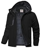 Zoofly Jungen Winterjacke Fleece Lined Wasserdicht Softshell Ski Jacke Warm Gefütterte Regenjacke Winter Thermojacke Mädchen Schwarz L(10-12)