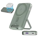 Nobis A2641 Banco de energía magnético, Cargador portátil inalámbrico de 10000 mAh, batería magnética de 22,5 W, Cargador portátil magnético con Pantalla LED (Verde, 22.5W 10000mAh)