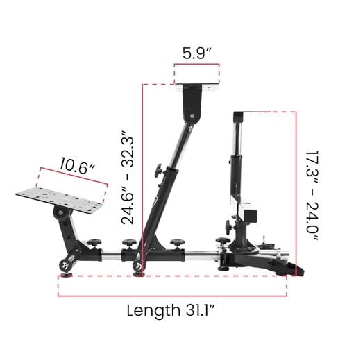 Arozzi Velocita Universal Racing Simulator Cockpit Compatible with Most Racing Sim Gear and Gaming Chairs Collapsible Telescopic and Portable - Black - Image 3