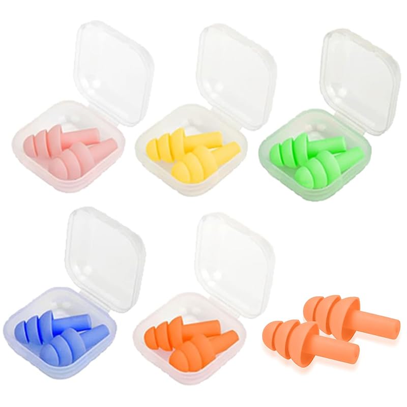 5 Pairs Reusable Silicone Swimming Ear Plugs Waterproof Noise Cancelling for Swim Sleep Study & Travel