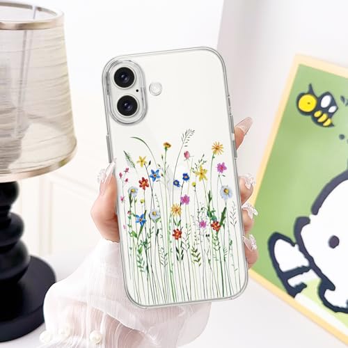 CameCosy Transparent Case Compatible for iPhone 17 6,3 inch 2025, Protective Cover with Cute Wild Flowers Grass Pattern for Women, Soft Ultra Thin Silicone TPU Case Shockproof Dust-Proof Anti-Scratch by CameCosy - Image 6