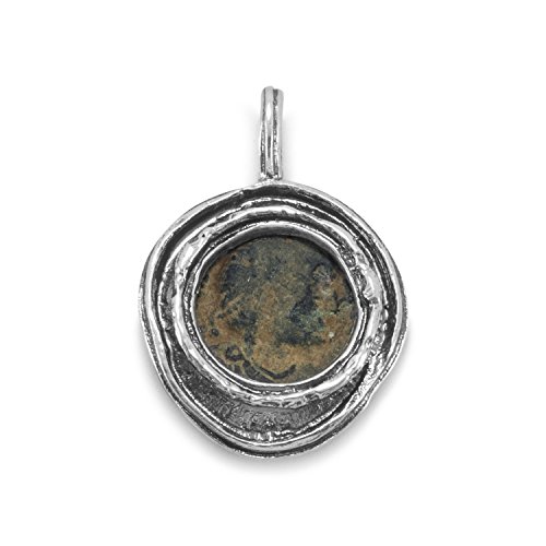 Roman Bronze Coin Pendant Sterling Silver 3-4th Century A.D.