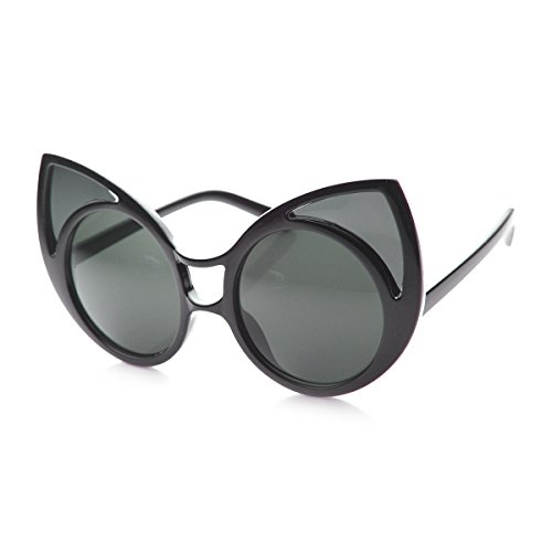 zeroUV Womens High Fashion Oversized Window Lens Round Cat Eye Sunglasses2