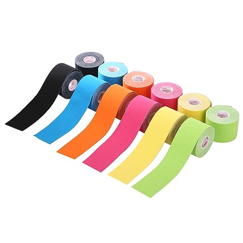 Jabtraxx 12 rollos de cinta de kinesiología, 5 m x 5 cm, cinta de apoyo muscular, libro electrónico, ejemplos de uso, soporte muscular, banda elástica