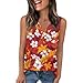 Women's Fashion V-Neck Printed Top， Sleeveless Autumn Park Blouse Woman Plus Size Beautiful Pleated Regular T Shirt for Ladies Tropical Print Lightweight V Neck Polyester Red XL