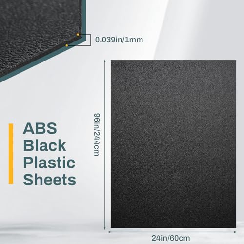 Image of Frienda 1 Pack 24 inch X 96 inch X 0.04 inch ABS Black Plastic Sheet Two Sided Textured Thick DIY Materials Flexible Moldable Plastic Panel for DIY Home Decor, Automotive, Industrial, Handcrafts