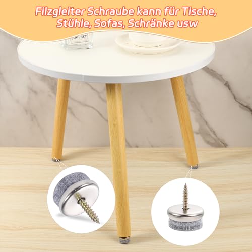100 Stück Filzgleiter Schrauben, 28mm Filzgleiter Nagel Stuhlbeinschoner Gleiter für Stühle Möbelgleiter für Möbel Stühle Laminat Parkett Fliesen (Grau)