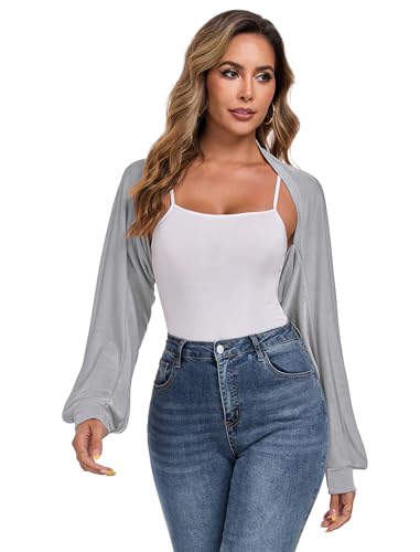 Image of ZAFUL Women's Sheer Shrug Y2K Long Sleeve Cardigans 2026 Irregular Tie Front Bolera