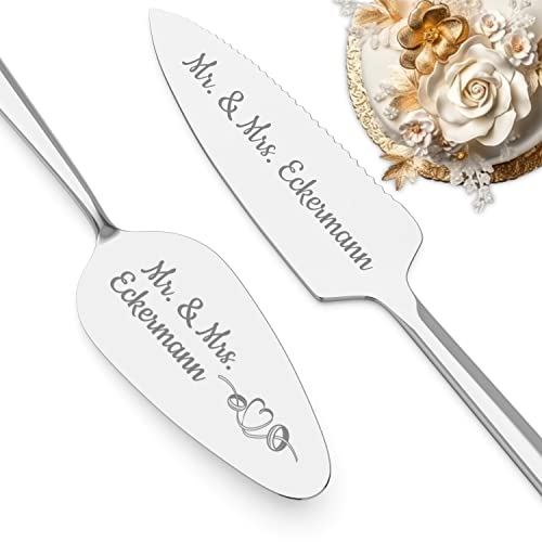Personalisiertes Tortenbesteck-Set – Mit Gravur, Edelstahl & Holz, In Geschenkbox, Für Hochzeit, Geburtstag, Jubiläum