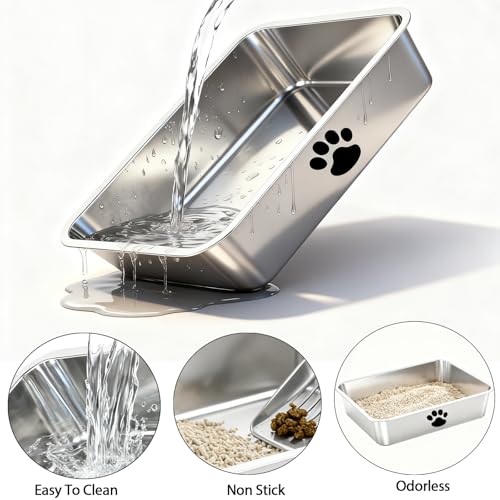 Arenero metálico pequeño para gato de acero inoxidable miniatura 5