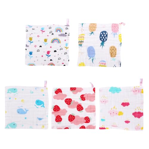 TOYANDONA 5 Piezas Toalla De Cara Paños para Eructar Toallas De Bebe para Niñas Recién Nacidas Toallitas De Bebe Lindo Toallita Infantil Paño De Algodón Gasa Vestimenta Facial Recién Nacido