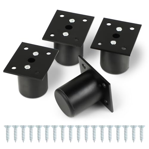 Qacpahucy 4 Piezas 5cm Patas para Muebles Patas Armario Patas para Mesas para armarios de Cocina mesas con Tornillos fácil de Instalar (Negro)