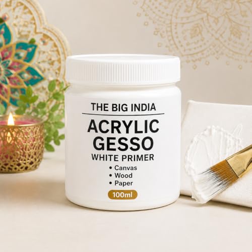 Image of Acrylic Gesso White Primer | Art & Craft Surface Sealer for Canvas, Wood, Paper, MDF & More | Smooth Matte Finish | 100ml (Pure for Sure)