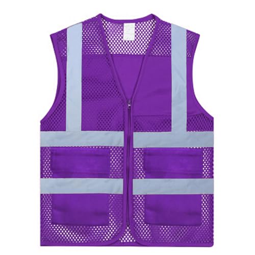 TopTie Asian kamizelka bezpieczeństwa unisex z widocznej siatki z kieszeniami, wielokolorowa, do aktywności zespołowej, Slim Fit-Black-3XL