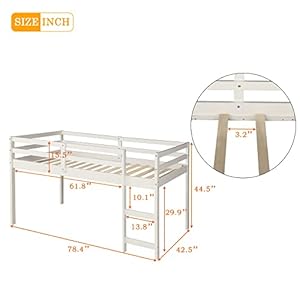   Merax-Solid-Wood-Twin-Size-Low-Loft-Bed-Frame-with-Ladder-for-Kids-Bunk-Cabinet-Desk-Pure-White