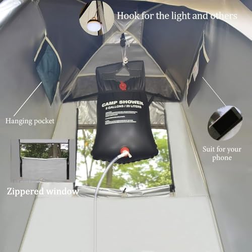Portable Pop Up Shower Tent with Rain Shelter and Window, Waterproof Privacy Changing Room for Camping, Beach, Fishing