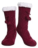 Yebing Womens Non Slip Slipper Socks Winter Warm Soft Cozy Fuzzy Fleece-lined Grippers Home Socks (W