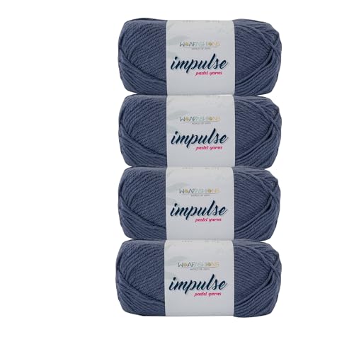 Image of WOAFashions Impulse Hand Knitting & Crochet Yarn, Premium Acrylic, 4 : Medium (Anchor Grey) (4x100gms / 14.1oz)