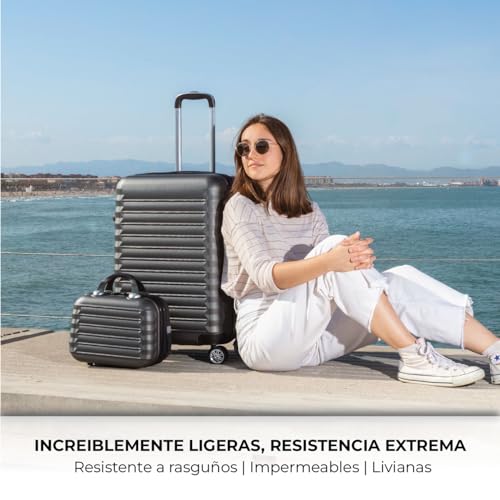 Miniatura 3 de Numada-Juego De Maletas Rígidas 3pzs. Maleta Cabina 53cm, Maleta Mediana 63cm Y Neceser. Set De Maletas De Viaje Abs Eco Friendly, 4 Ruedas Dobles, Resistentes, Ligeras Y Seguras Gris