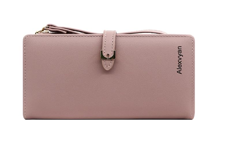 Pink Long Belt Design Bi-Fold Women's Purse Wallet Card Organizer Female Hand Purse Clutch Women/Ladies/Girls Wallets 12 Card Holder 3 Long Pocket -1 Zipper Long Coin Pocket-image-10