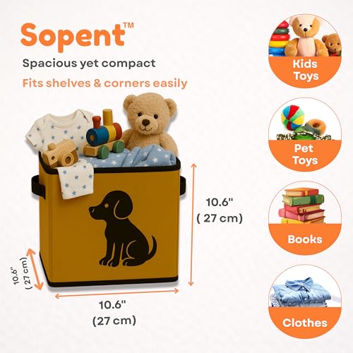 Image of Sopent Dog Toy Basket & Toy Storage Organiser - Foldable Fabric Pet Storage Box for Dogs & Cats, Dog Organizer, Pet Toys Basket, Home Organiser