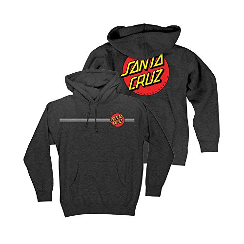 Santa Cruz Men's Pullover Hooded Sweatshirt Classic Dot Skate Sweatshirt - Charcoal Heather, Size: Medium #TOP2