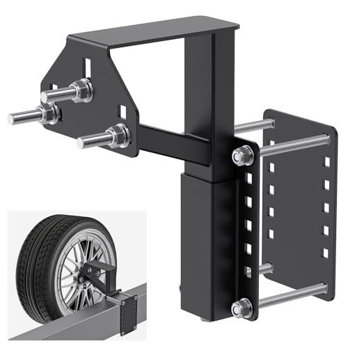 Lifeswell Heavy Duty Spare Tire Carrier Mount Bracket for Utility Trailer RV Camper & Boat Fits 4/5/6 Lug Wheels with 4 4.25 4.5 4.75 5 5.5 & 6 Bolt Patterns Holds up to 160 lbs