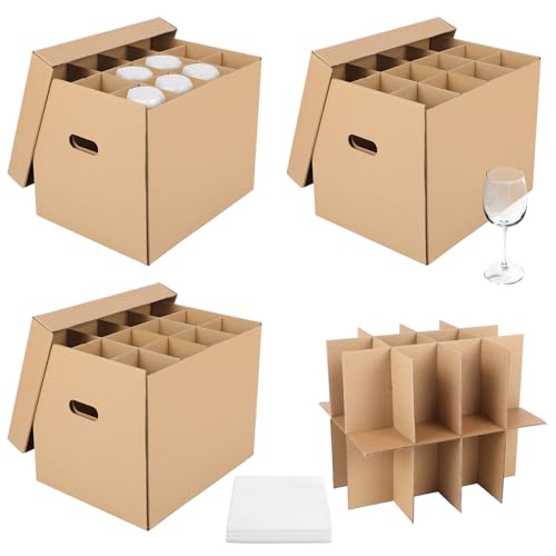 Cajas de mudanza para copas de vino de doble capa con 72 bolsas protectoras 2