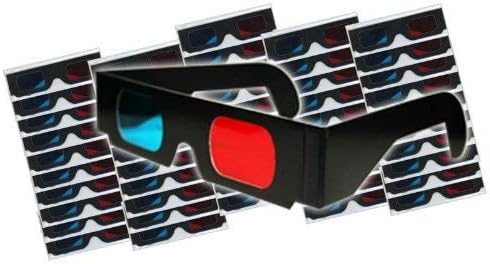 3D Glasses Pro-Ana(TM) Red and Cyan Anaglyph Cardboard BLACK Frame - Internet, YouTube, Movies, Print - FOLDED & SLEEVED