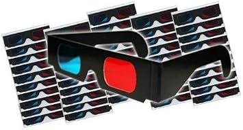 3D Glasses Pro-AnaTM Red and Cyan Anaglyph Cardboard BLACK Frame - Internet, YouTube, Movies, Print - FOLDED & SLEEVED