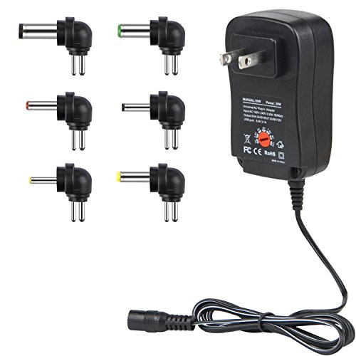 Xenocam 30W Universal Muti Voltage AC/DC Adapter Switching Power Supply with 6 Selectable Adapter Plugs Suitable for 3v to 12v Device