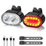Oderra Luci Bicicletta Led, Ricaricabile USB & Impermeabili IPX5 Luci LED Bici, Lunga Durata Della Batteria, 4+6 Modalità Ultra Luminose Luce Bici Anteriori e Posteriori