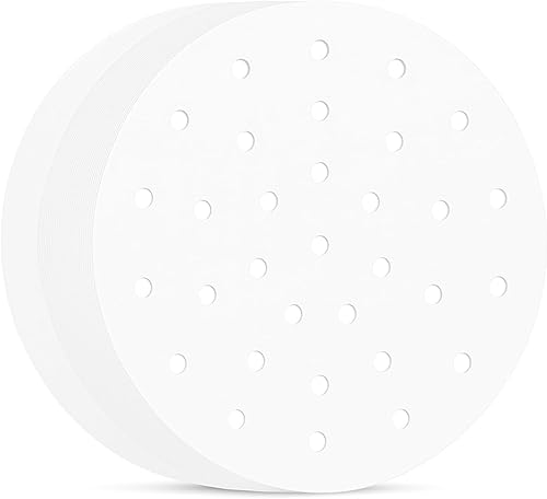 Papel pergamino para freidora de aire pequeño, juego de 200 forros redondos de vapor de 5 pulgadas/forros perforados para freidora de aire, cesta de