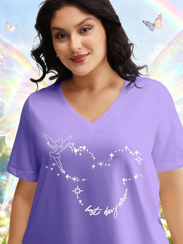 Image of NANYUAYA Plus Size Magic Shirts for Women Castle Kingdom Graphic Magical T Shirt Cute Holiday Princess Tee Vacation Tops