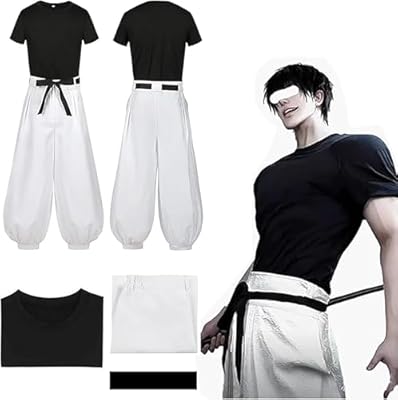 MeYuxg Disfraz de cosplay de Toji Fushiguro de anime, manga corta y pantalones blancos, disfraz de carnaval, para adultos, disfraz de anime para Halloween, actuaciones escénicas, XXL | Ya disponible en tu tienda friki favorita! En mundofriki.es!