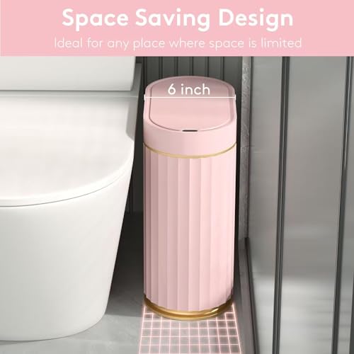 ELPHECO Sensor Trash Can 2 Gallon Waterproof Motion Sensor Trash Can, Automatic Bathroom Trash Bin, Slim Garbage Can for Dorm Room(Pink, 2 Gallon) - Thumbnail 6