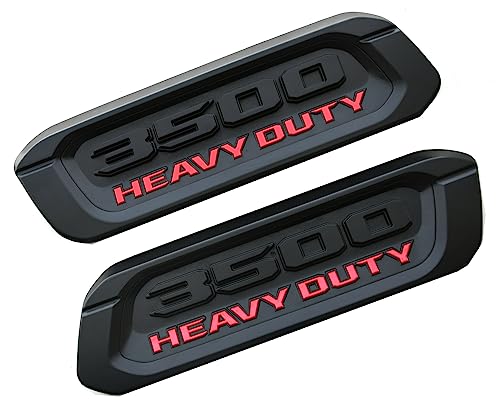 Image of 2pack New 3500 Heavy Duty Emblems Left Right Side 3D Badges Black Hood Replacement for 2019-2022 3500 (Red)